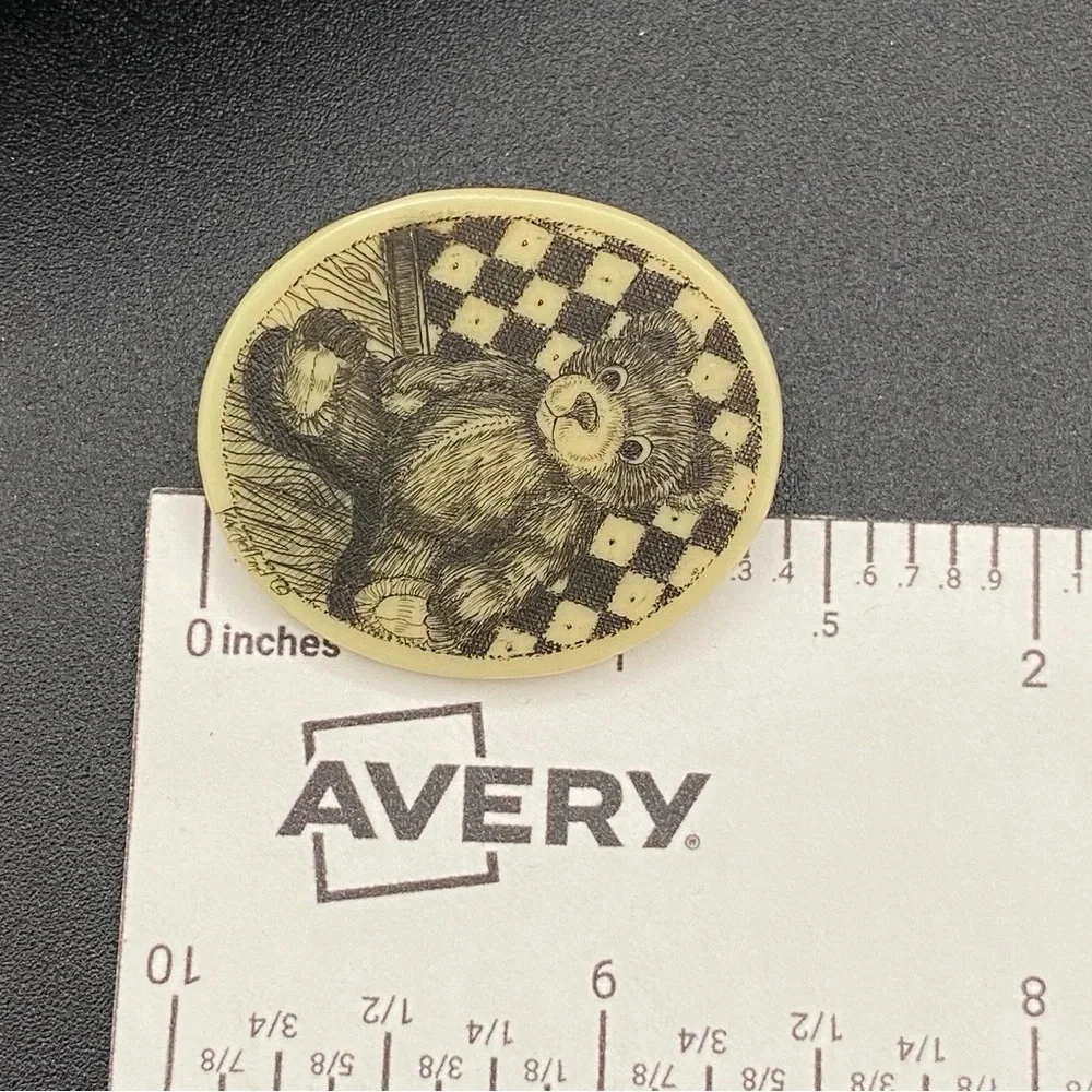 Vintage Etched Teddy Bear Pin